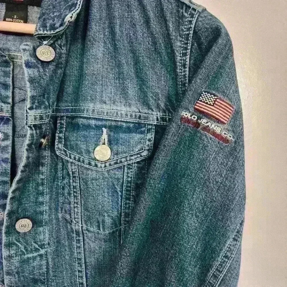 Customized Jean Denim Frida Kahlo Jacket Small Polo Jeans Ralph Lauren Vintage - Picture 3 of 5